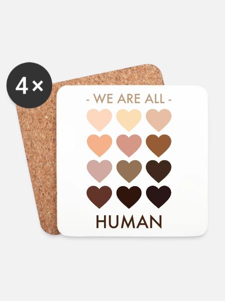 We are all human - Untersetzer (4er-Set) - Weiß