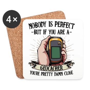Nobody Is Perfect Geocaching Geocacher Geschenk - Untersetzer (4er-Set) - Weiß - Vorne