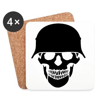 Schädelhelm / Schädelperlen - Untersetzer (4er-Set) - Weiß - Vorne