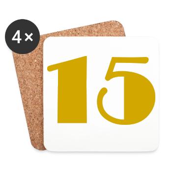 15. 15 ANS. 15e ANNIVERSAIRE. ANNIVERSAIRE 15 ANS. - Dessous de verre (lot de 4) - blanc - Devant