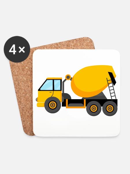 Betonmischer - Untersetzer (4er-Set) - Weiß