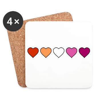 Lesbian Lesbian Lesbian Hearts - Coasters (set of 4) - white - Front