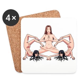 Yoga Erotik nackte Frauen nackt Yoga Yogi - Untersetzer (4er-Set) - Weiß - Vorne