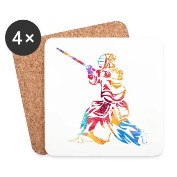 Furchtloser Kendo Schwertkämpfer - Untersetzer (4er-Set) - Weiß - Vorne