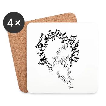 Notes de Musique Musiciens Clefs Partitions - Dessous de verre (lot de 4) - blanc - Devant