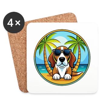 Basset Artesien Normand Hunderasse Cartoon Beach - Untersetzer (4er-Set) - Weiß - Vorne
