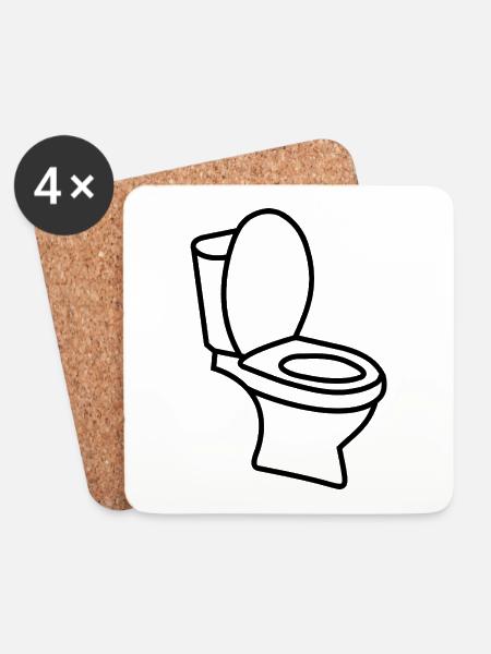 Klo WC Toilette - Untersetzer (4er-Set) - Weiß