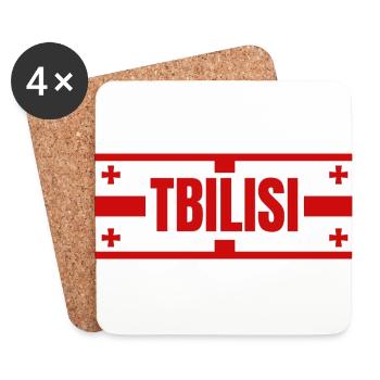 Tiflis Stadt mit georgischem Flaggendesign - Untersetzer (4er-Set) - Weiß - Vorne
