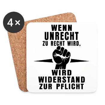 Unrecht erkennen – Widerstand zeigen - Untersetzer (4er-Set) - Weiß - Vorne