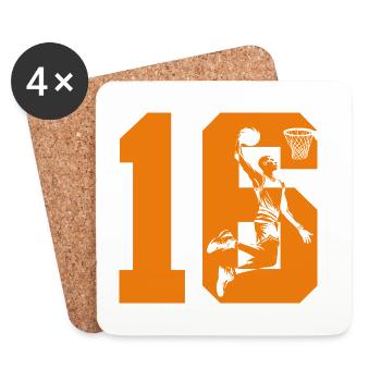 NUMBER 16 BASKETBALL 16TH BIRTHDAY - Coasters (set of 4) - white - Front