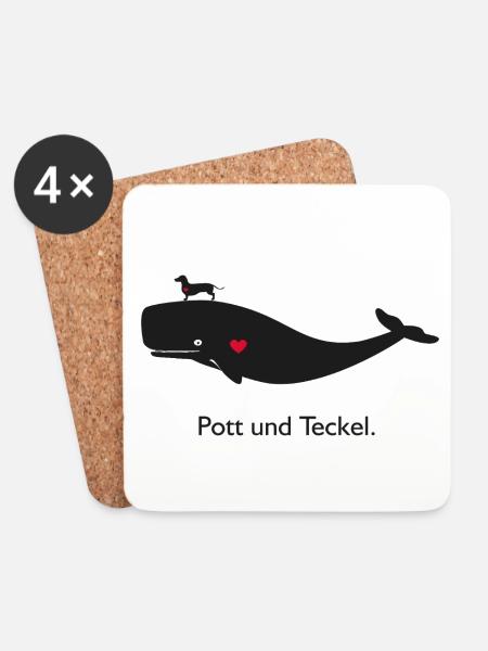 Pott und Teckel - Untersetzer (4er-Set) - Weiß
