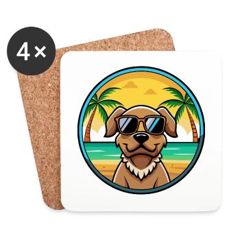 Pudelpointer Chien Race Dessin Animé Lunettes De Soleil Plage - Dessous de verre (lot de 4) - blanc - Devant