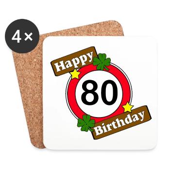 80th Birthday , Happy Birthday 80 (25) - Coasters (set of 4) - white - Front