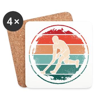 Feldhockey Spieler Retro Design Hockey Spieler - Untersetzer (4er-Set) - Weiß - Vorne