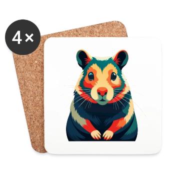 Hamster Zeichentrickfigur Buntes Haustier Tier - Untersetzer (4er-Set) - Weiß - Vorne