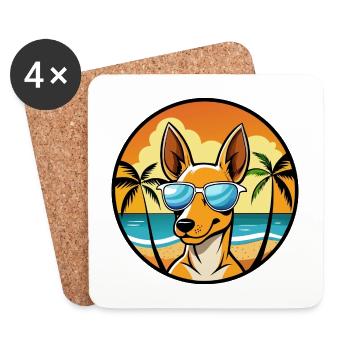 Podenco Ibizenco Hunderasse Cartoon Sonnenbrille Strand - Untersetzer (4er-Set) - Weiß - Vorne