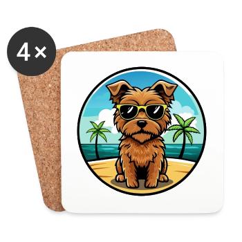Norfolk Terrier Hunderasse Cartoon Sonnenbrille Strand - Untersetzer (4er-Set) - Weiß - Vorne