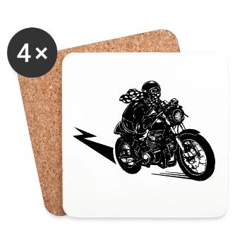 Motorrad Fahrer - Untersetzer (4er-Set) - Weiß - Vorne