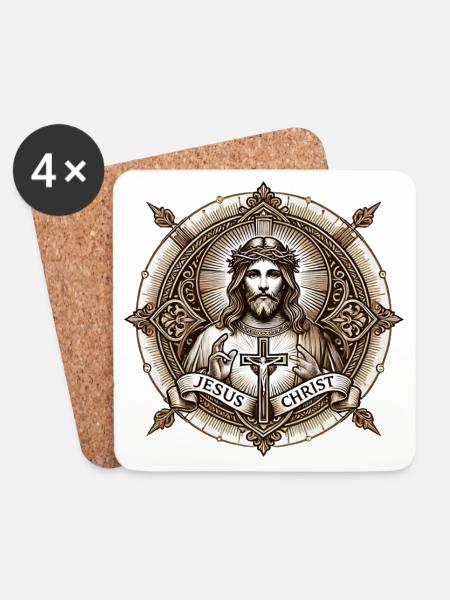 Jesus Christ Antiq Logo - Untersetzer (4er-Set) - Weiß