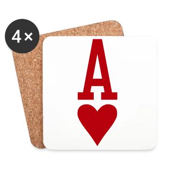 Poker Playing Card Heart As - Coasters (set of 4) - white - Front