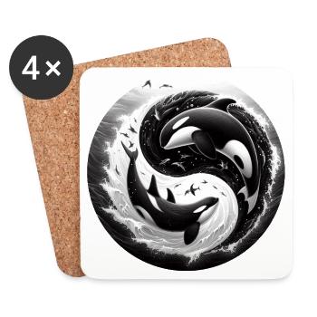 Yin and Yang Orca - Coasters (set of 4) - white - Front