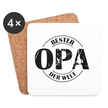 Bester Opa der Welt - Untersetzer (4er-Set) - Weiß - Vorne