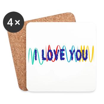 VALENTINSTAG. ICH LIEBE DICH. ICH LIEBE DICH. LIEBE. LIEBE - Untersetzer (4er-Set) - Weiß - Vorne
