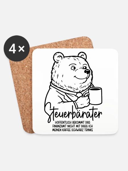 Steuerberater Bär Kaffeetasse Kaffee Steuerbärater - Untersetzer (4er-Set) - Weiß