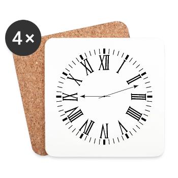 Horloge romaine - Dessous de verre (lot de 4) - blanc - Devant