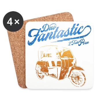 DDR Krause Duo Oldtimer Moped Dreirad - Untersetzer (4er-Set) - Weiß - Vorne