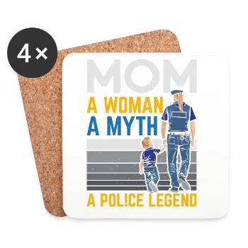 Mama Eine Frau Ein Mythos Eine Polizeilegende Rech - Untersetzer (4er-Set) - Weiß - Vorne