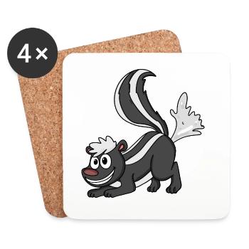 Stinktier - Untersetzer (4er-Set) - Weiß - Vorne