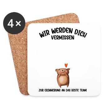 Wir werden dich Vermissen beste Team Abschied - Untersetzer (4er-Set) - Weiß - Vorne