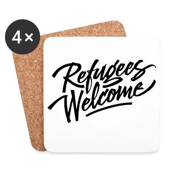 Refugees Welcome Logo - Untersetzer (4er-Set) - Weiß - Vorne