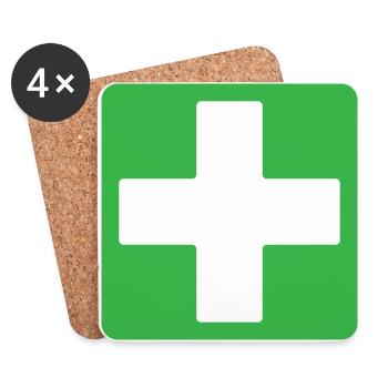 First Aid Medical Cross Sicherheitssymbol Vektor-Symbol - Untersetzer (4er-Set) - Weiß - Vorne