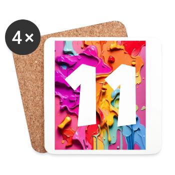 NO. 11 NUMBER 11 COLORFUL 11TH BIRTHDAY - Coasters (set of 4) - white - Front