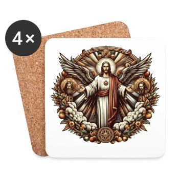 Logo de Jésus-Christ - Dessous de verre (lot de 4) - blanc - Devant