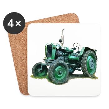 Vintage grüner Traktor, Farmer T-Shirts, Kleidung - Untersetzer (4er-Set) - Weiß - Vorne