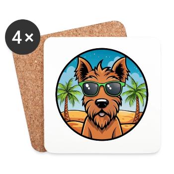 Irish Terrier Hunderasse Cartoon Sonnenbrille Strand - Untersetzer (4er-Set) - Weiß - Vorne