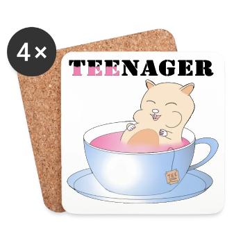 Teenager, Tee-Nager - Untersetzer (4er-Set) - Weiß - Vorne