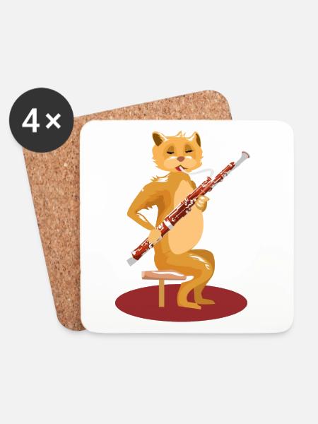 Verspielte Fagottkatze Musikschule - Untersetzer (4er-Set) - Weiß