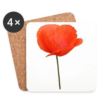 Mohnblume Mohn Klatschmohn - Untersetzer (4er-Set) - Weiß - Vorne