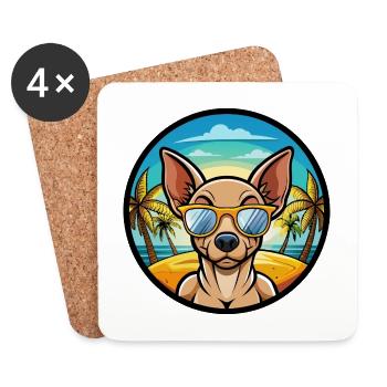 Mexikanische haarlose Hunderasse Cartoon Sonnenbrille Strand - Untersetzer (4er-Set) - Weiß - Vorne