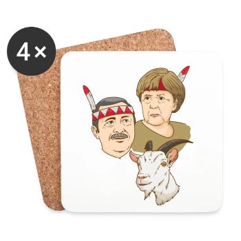 Bissige Politiker Indianerparodie - Untersetzer (4er-Set) - Weiß - Vorne