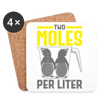 Zwei Maulwürfe pro Liter Maulwurfsflüsterer Wissen - Untersetzer (4er-Set) - Weiß - Vorne