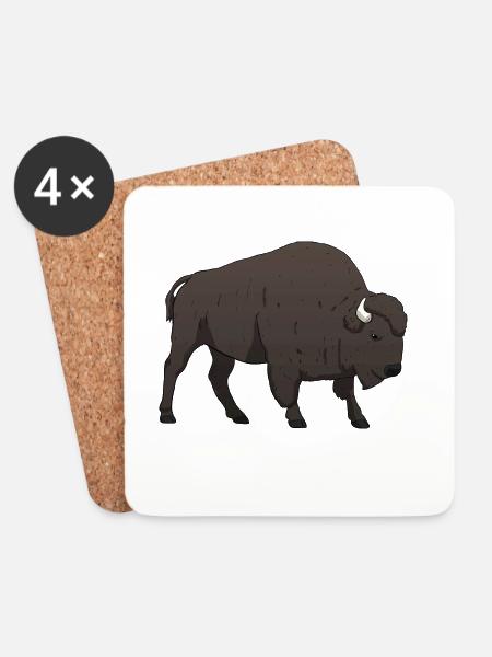 Bison Büffel - Untersetzer (4er-Set) - Weiß