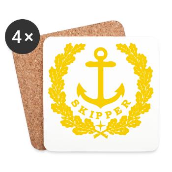 Skipper Anchor Logo gold - Coasters (set of 4) - white - Front