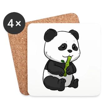 Panda Bambus Pandabär - Untersetzer (4er-Set) - Weiß - Vorne