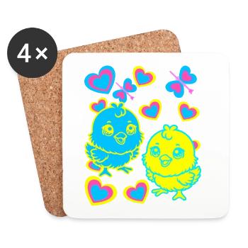 Küken Ostern Kind Kinder - Untersetzer (4er-Set) - Weiß - Vorne