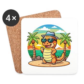 Anaconda Funny Cartoon Summer Beach Sunglasses - Coasters (set of 4) - white - Front